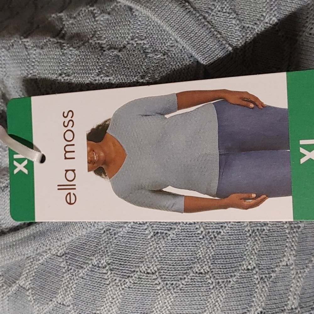 Nwt Ella Moss Women's Elbow Sleeve Lightweight Ss Sweater Blue Summer Spring — image 5 of 7